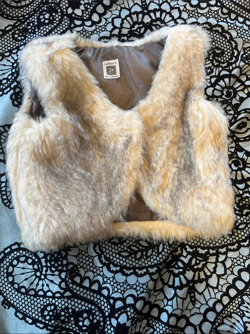 Carter's Plush Faux Fur Vest in Light Tan